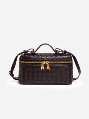 Kerina Wang - Woven PU Leather Box Bag - Commense