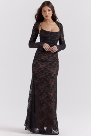 Kerina Wang - Artemis Long Sleeve Lace Maxi Dress - House of CB