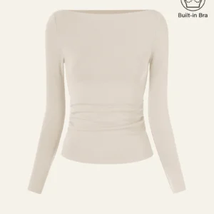 Kerina Wang - Modern Side Ruched Boatneck Brami Top - OGL (Copy)
