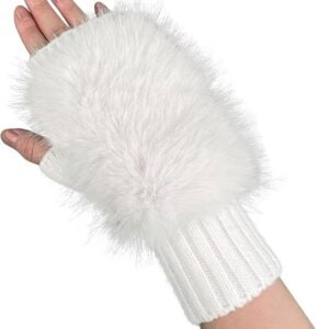 Kerina Wang - Fingerless Gloves Furry Mittens Wrist Warmers - Amazon