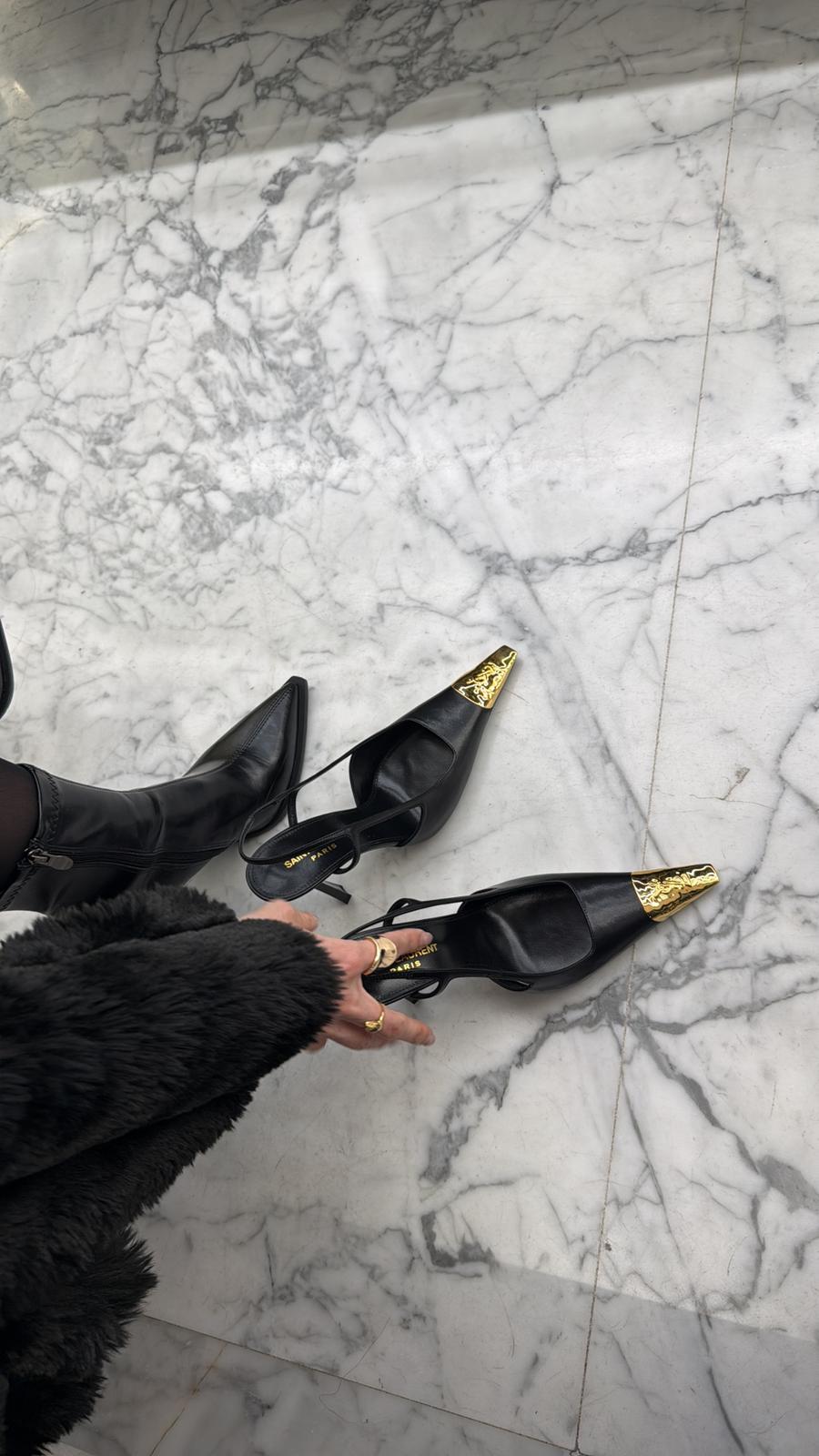 Kerina Wang - Jeanne slingback pumps in smooth leather - YSL