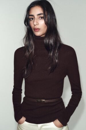 Kerina Wang - 100% High Collar Belted Jumper - Zara