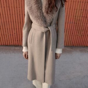 Kerina Wang - Wool Coat with Faux Fur Lapel and Belt - Zara