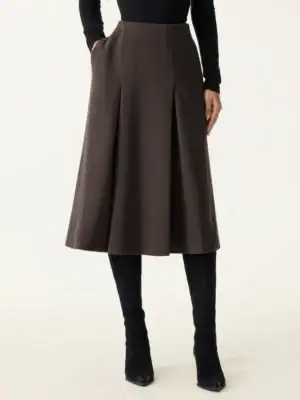 Kerina Wang - Mid Rise Pleated A-Line Pull-on Skirts with Pockets - OGL