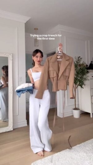 Kerina Wang - crop top trench grwm - Camila Coelho Mari Jacket