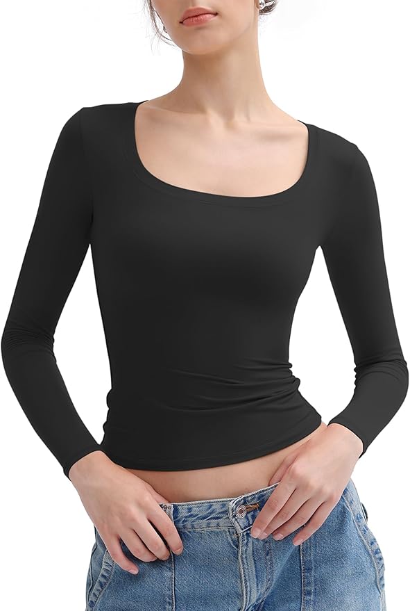Women’s Long Sleeve T Shirts Scoop Neck – Pumiey