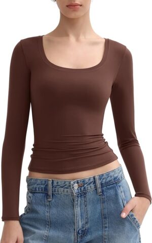 Kerina Wang - Women's Long Sleeve T Shirts Scoop Neck - Pumiey (Copy)