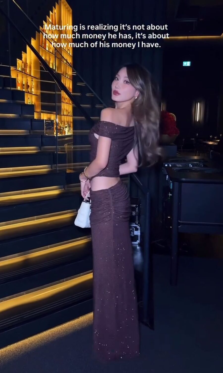 Kerina Wang - brown sparkling dress