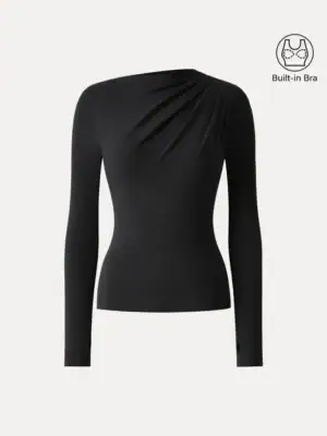 Kerina Wang - ProWarm Ruched Boatneck Long Sleeve Brami with Thumbholes - OGL
