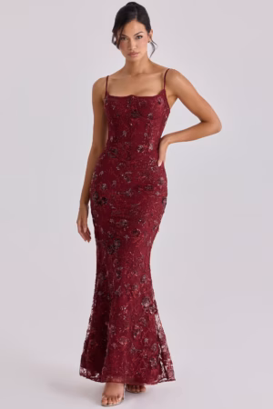 Kerina Wang - Naima Embellished Corset Maxi Dress - House of CB