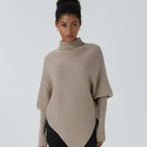 Kerina Wang - High Neck Long Sleeve Asymmetric Hem Work Sweater - Halara