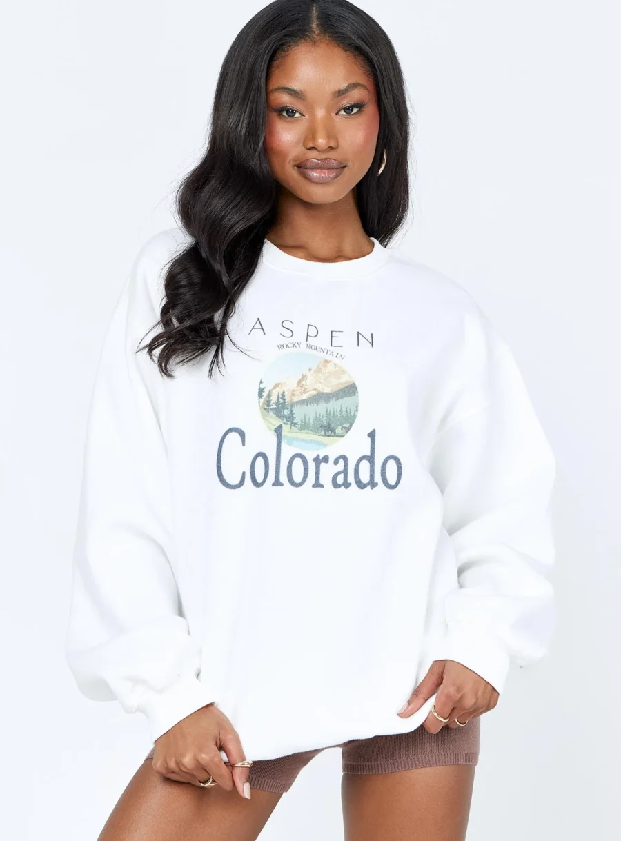 Colorado Oversized Crewneck Sweatshirt White – Princess Polly