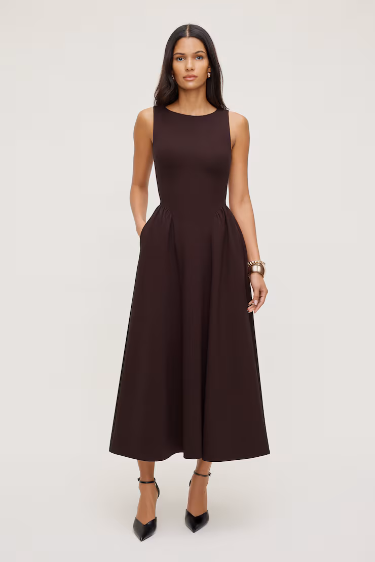 Iris Flared Ponte Maxi Dress – Dynamite Clothing