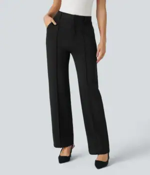 Kerina Wang - Halara Flex™ SculptKnit High Waisted Zipper Pocket Straight Leg Work Pants - Halara