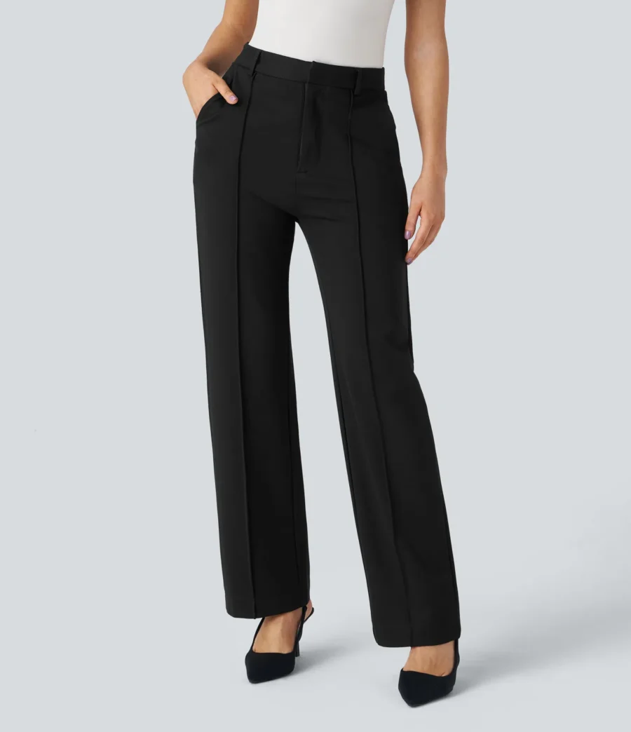 Halara Flex™ SculptKnit High Waisted Zipper Pocket Straight Leg Work Pants – Halara