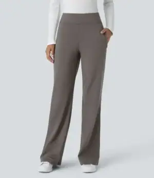 Kerina Wang - Halara Flex™ Mid Rise Side Zipper Pocket Work Flare Pants - Halara