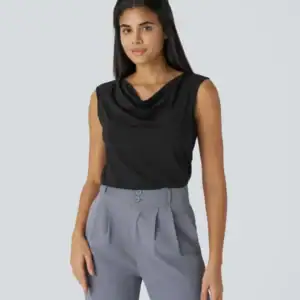 Kerina Wang - Cowl Neck Sleeveless Work Blouse - Halara