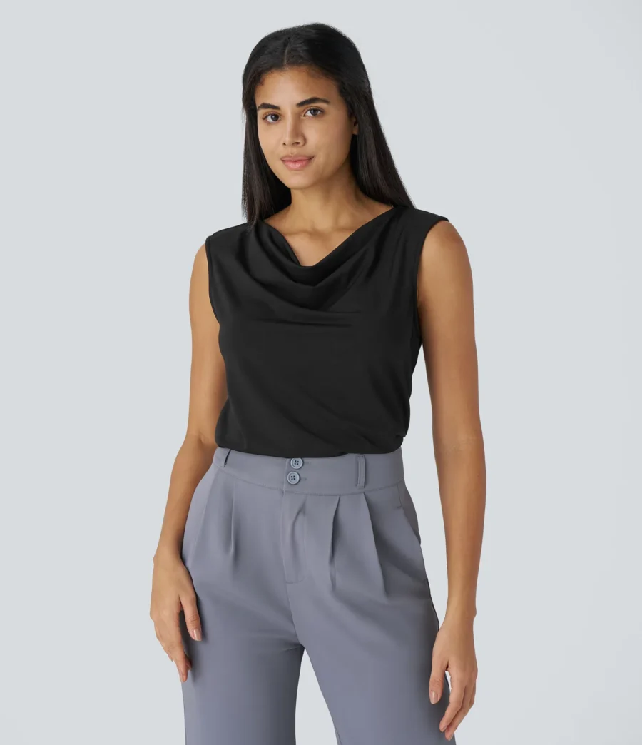 Cowl Neck Sleeveless Work Blouse – Halara