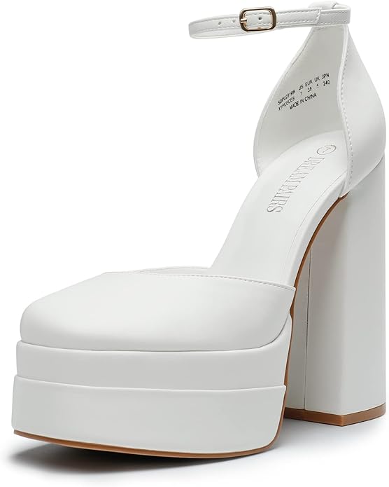 Kerina Wang - Platform Heels 5.5 inches White - Dreams Shoes