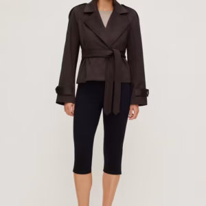 Kerina Wang - Cropped Faux Suede Trench Coat - Dynamite Clothing