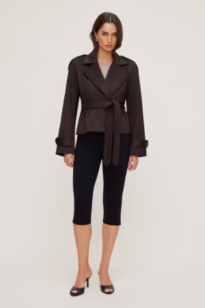 Kerina Wang - Cropped Faux Suede Trench Coat - Dynamite Clothing