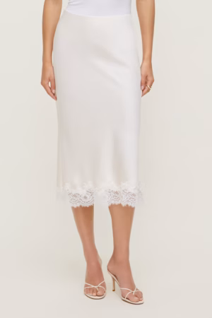 Kerina Wang - Lace Satin Midi Skirt - Dynamite Clothing