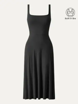 Kerina Wang - Square Neck Flowy New Airy Brami Midi Dress (pink) - OGLMove (Copy)