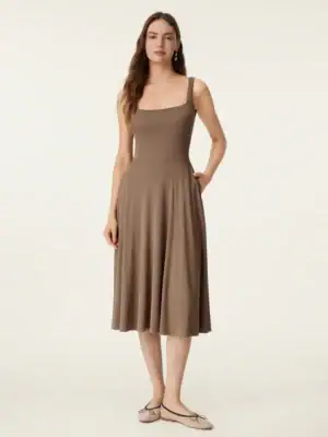 Kerina Wang - Square Neck Flowy New Airy Brami Midi Dress - OGL Move