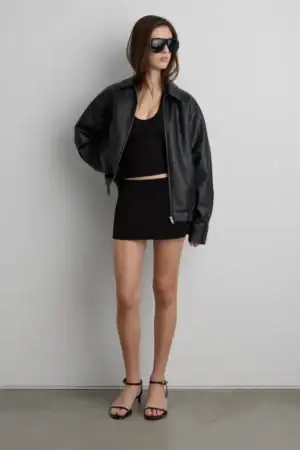 Kerina Wang - Vegan Leather Bomber Jacket - Oak+Fort