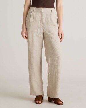 Kerina Wang - 100% European Linen Pleated Trouser - Quince