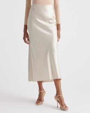 Kerina Wang - 100% Washable Silk Maxi Skirt - Quince