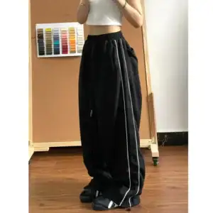 Kerina Wang - Drawstring Waist Striped Baggy Track Pants - YesStyle