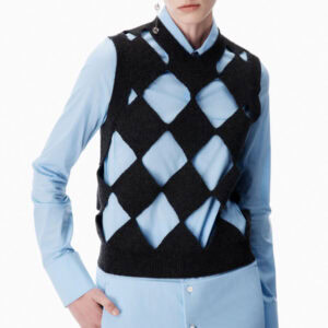 Kerina Wang - Slashed Argyle V-neck Vest - Alexander Wang