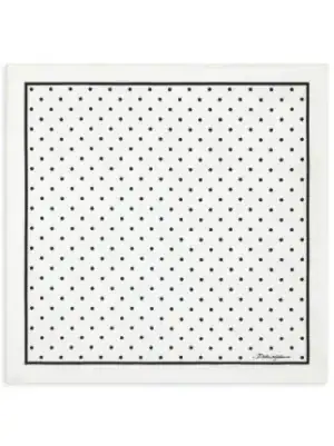 Kerina Wang - White Polka Dot Silk Scarf - Dolce & Gabbana