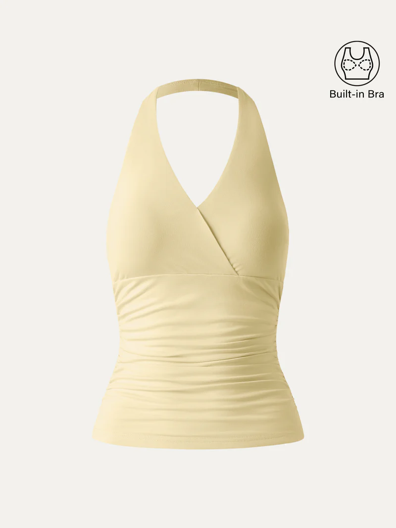Halter Neck Side Gathered New Airy Bra Tank – OGL Move