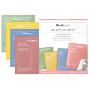 Kerina Wang - Real Deep Mask Gift Set - 4 Masks for Pore Care, Hydration, Calming and Dark Spot Treatment - Biodance