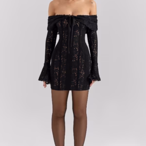 Kerina Wang - Sadie Off The Shoulder Lace Mini Dress - House of CB