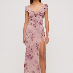 Kerina Wang - Floral Ruffle V Neck Maxi Dress - Dynamite Clothing