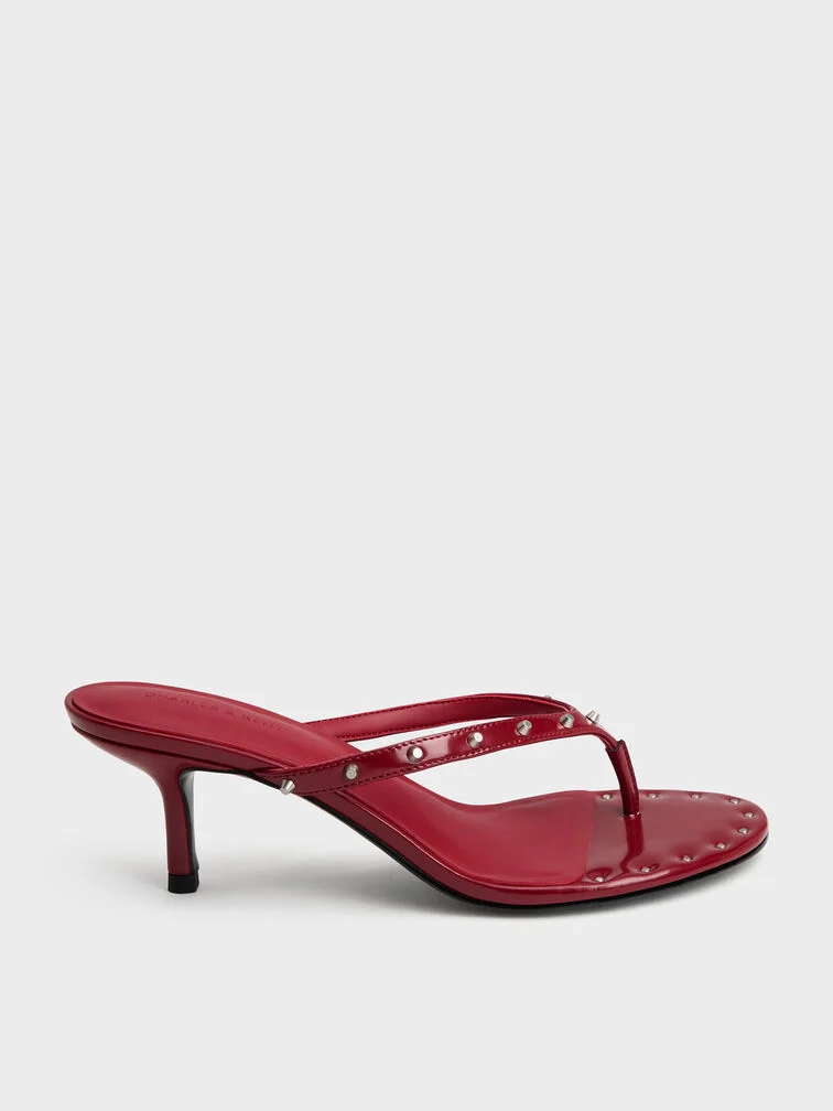 Briella Studded Heeled Thong Sandals – Charles & Keith