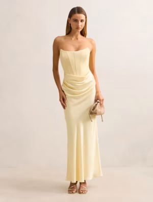 Kerina Wang - Isra Drape Strapless Maxi Dress - EverNew