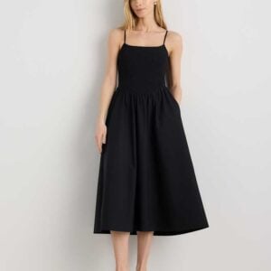 Kerina Wang - 100% Organic Cotton Poplin Drop Waist Midi Dress - Quince