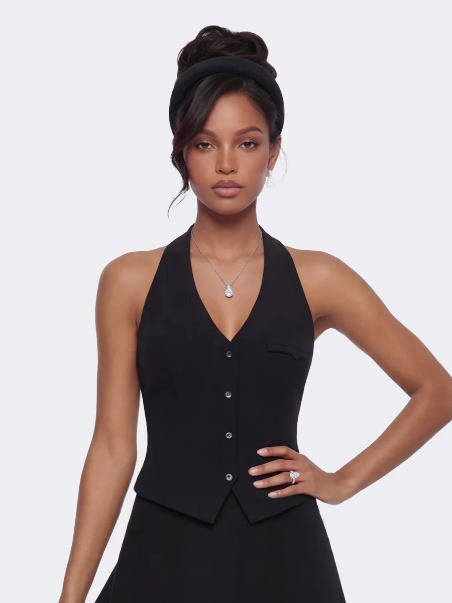 Amara Tailored Halter Black Vest – Nana Jacqueline