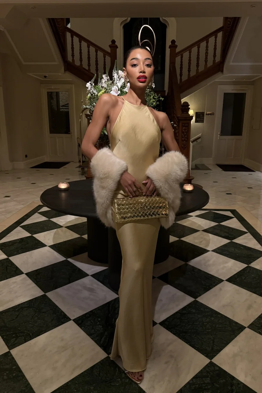 Gold Long Dress with Back Embellishment – Kaoa