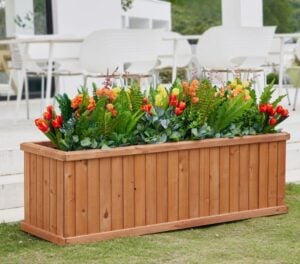 Barros Solid Cedar Rectangular Planter Box with Drainage Holes