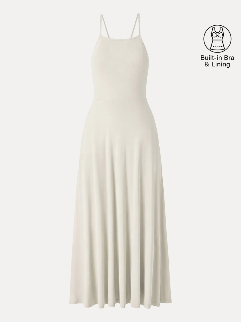Soft Linen Knit Spaghetti Midi Bra Dress – OGL Move