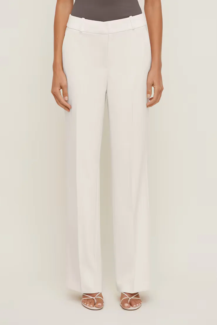 Kerina Wang - Camelia Crepe Straight Leg Pants - Dynamite - White