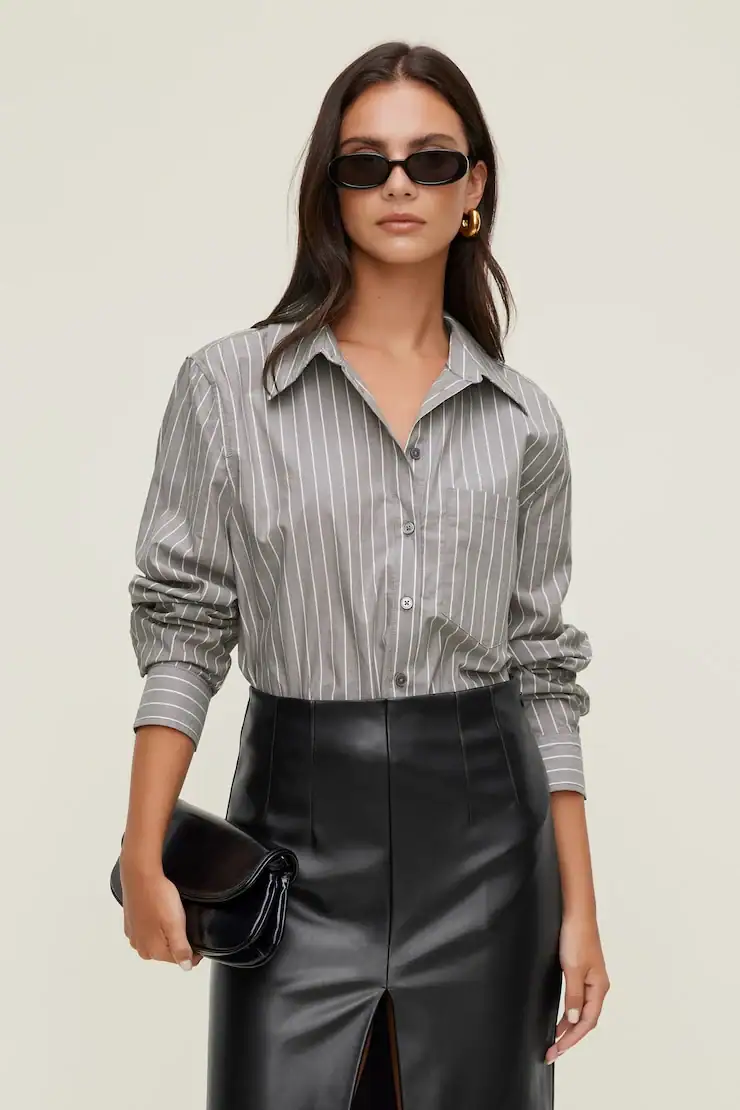 Isla Poplin Shirt – Dynamite – Grey