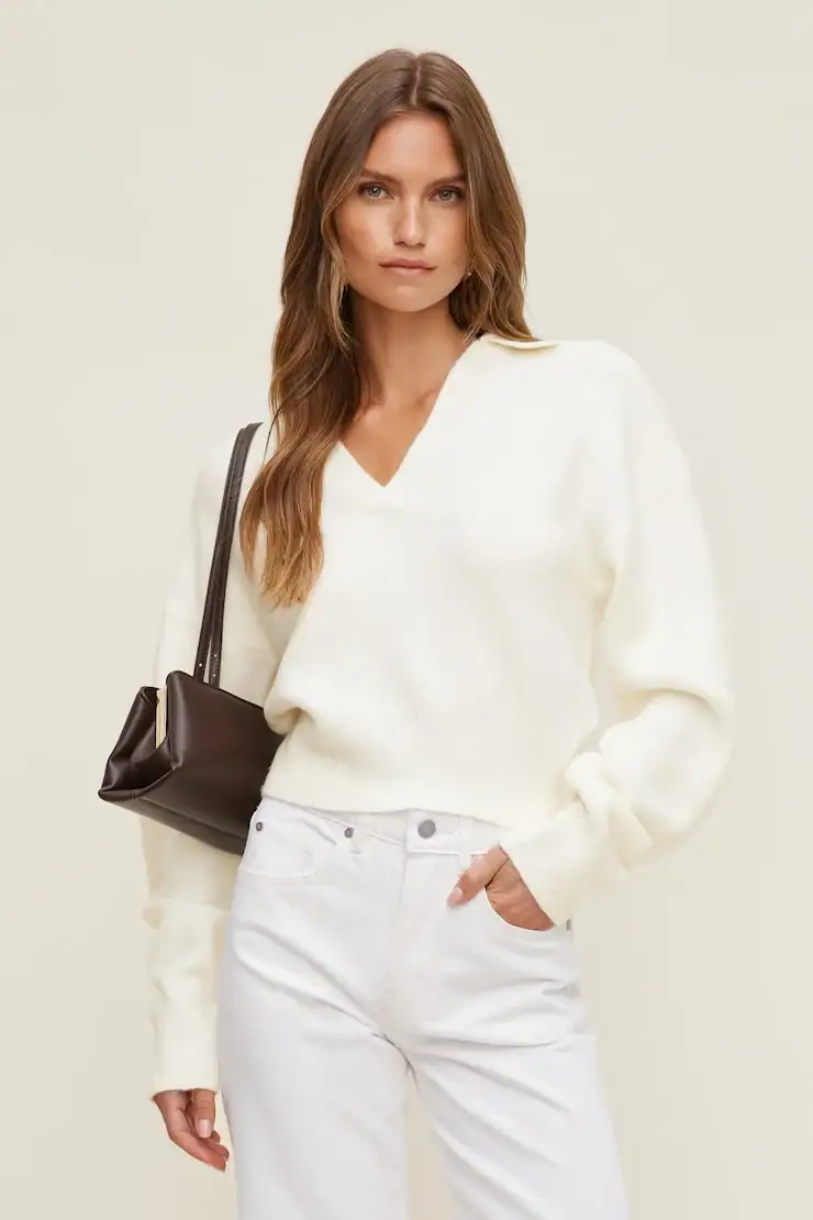 Audrey Cinched Polo Sweater – Dynamite