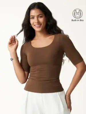 Essential Elbow Length Sleeve Square Neck Bra Top – OGL