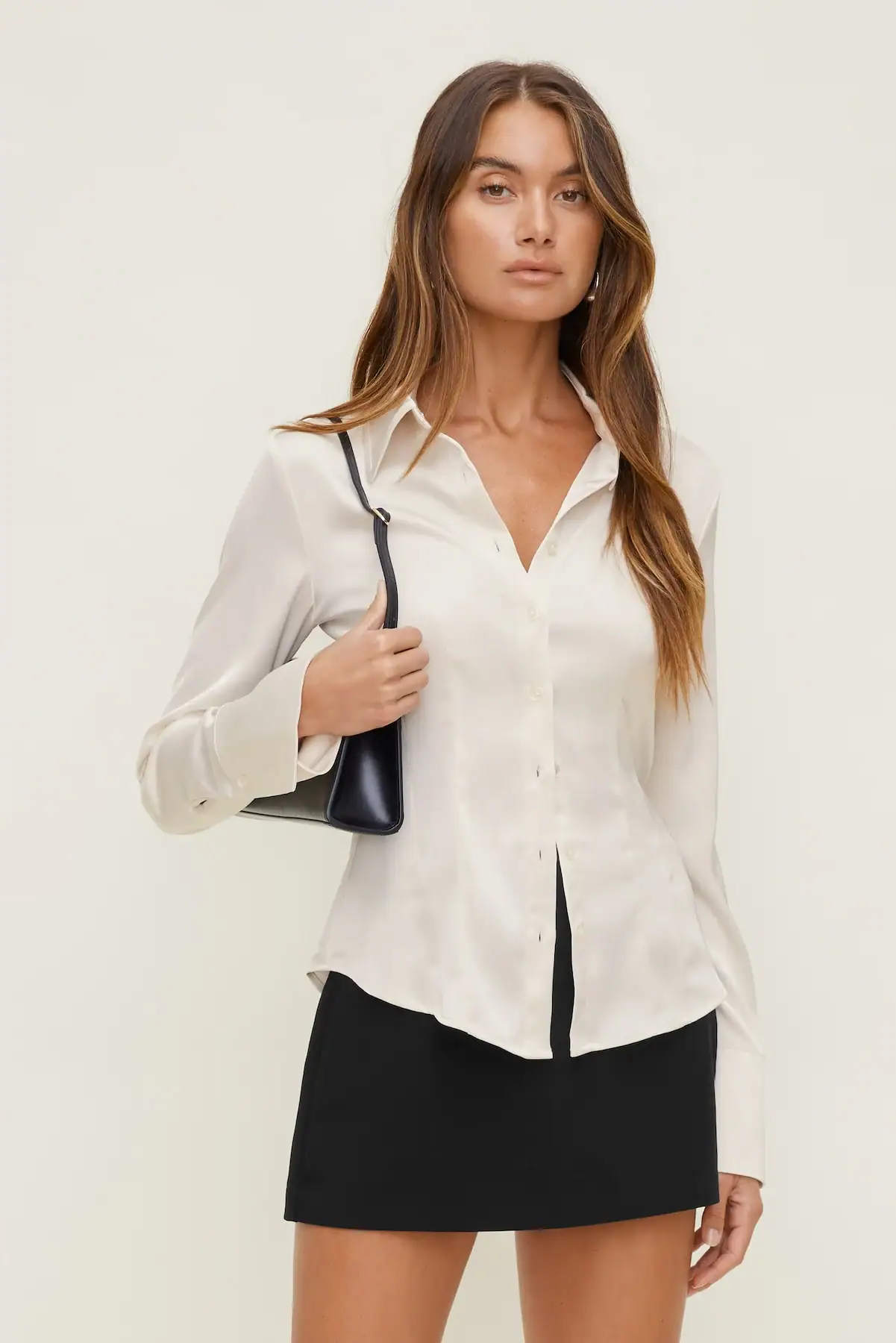 Kyra Satin Shirt - Dynamite - Sea Salt Cream